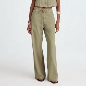 NWT Madewell Women's Petite Superwide-Leg Jeans Airy Denim Sagebrush Green 29P